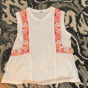 Free People NWOT Marcy embroidered peplum tank top